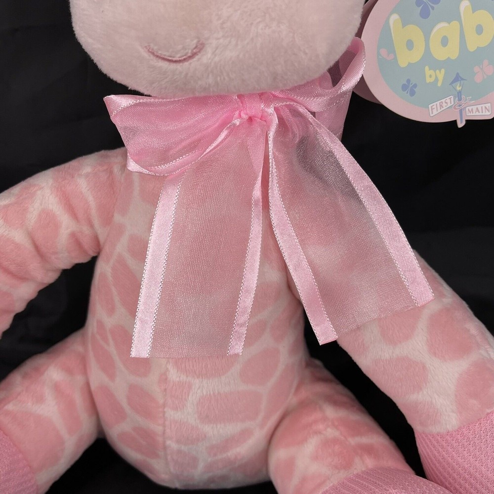 First And Main Jingles Pink Giraffe Baby Plush Rattle Stuffed Toy Soft Eye #2765 - Picture 6 of 12